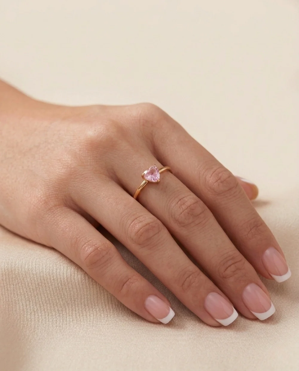 Anillo Acero Corazón Mini Rosa