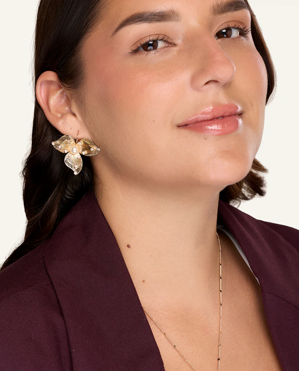 Aretes Moda Bloom Nude Dorado - Image 2