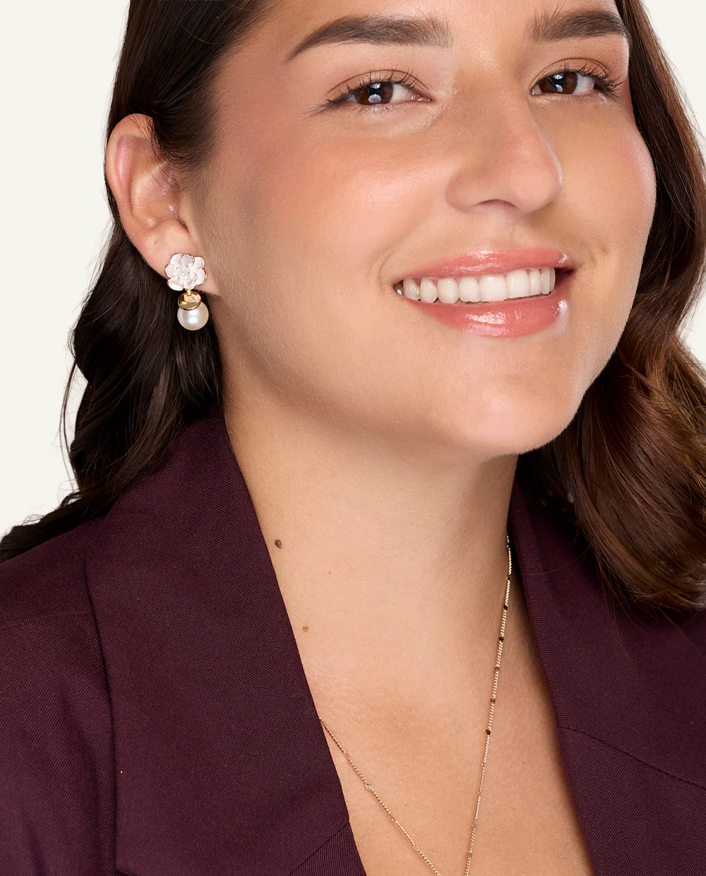 Aretes Moda Bloom Pearl Dorado - Image 2