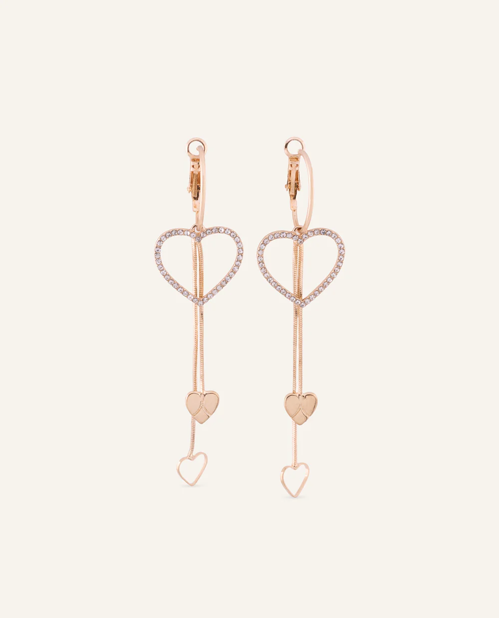 Aretes Moda Heart Line Dorado