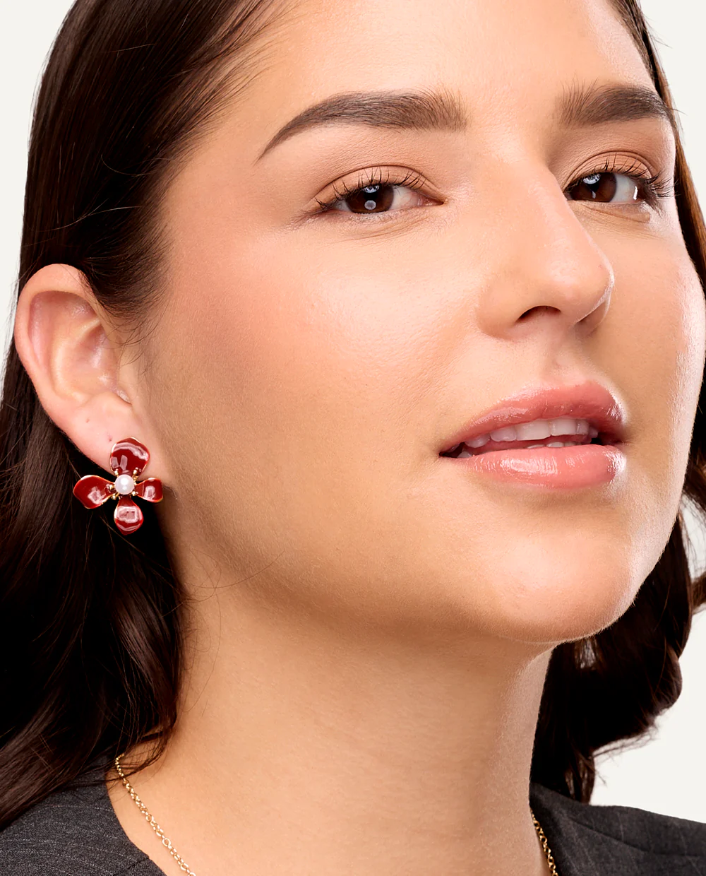 Aretes Trendy Flor Burgundy - Image 2