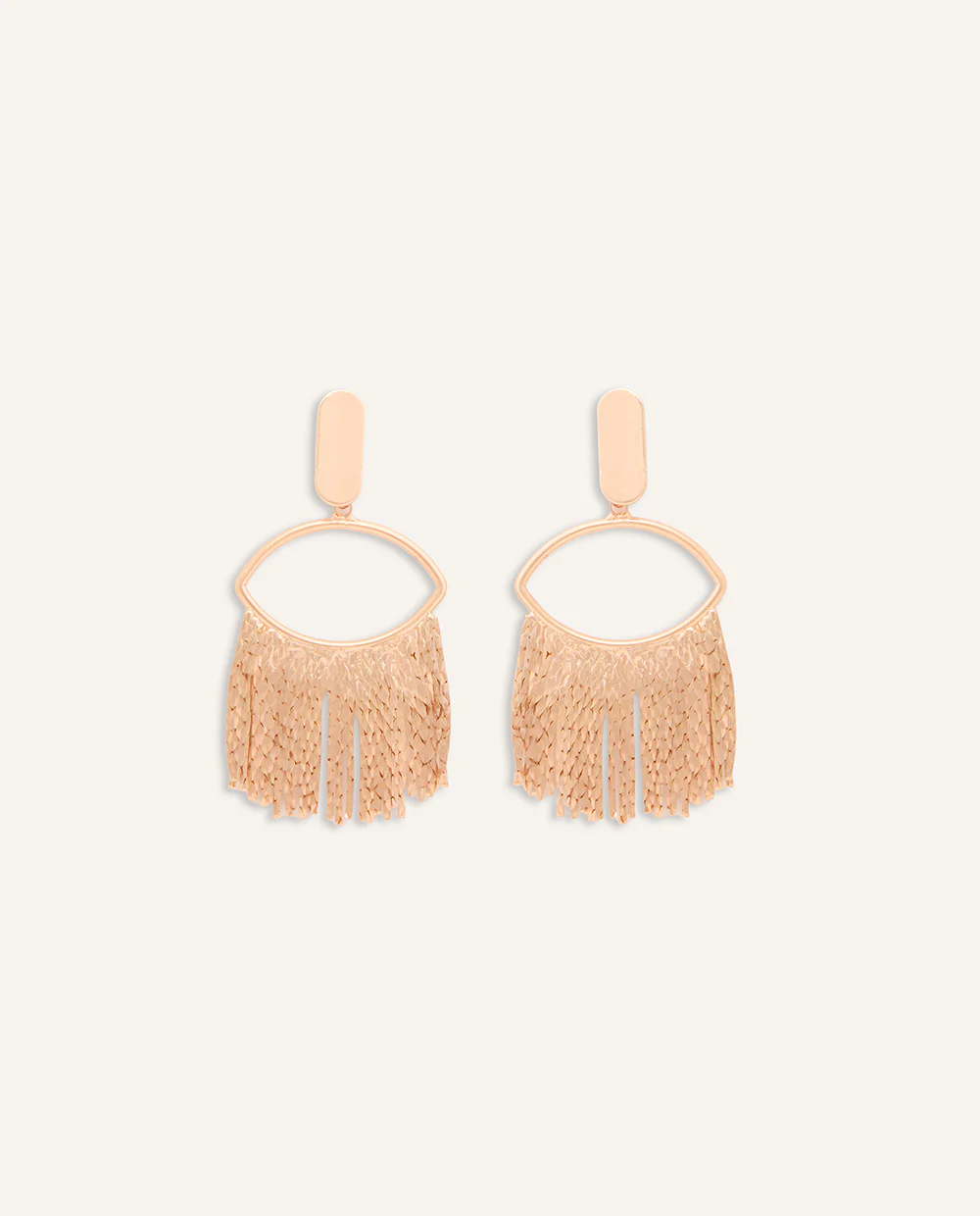 Aretes Trendy Vintage Aro Superior con Flecos Dorado