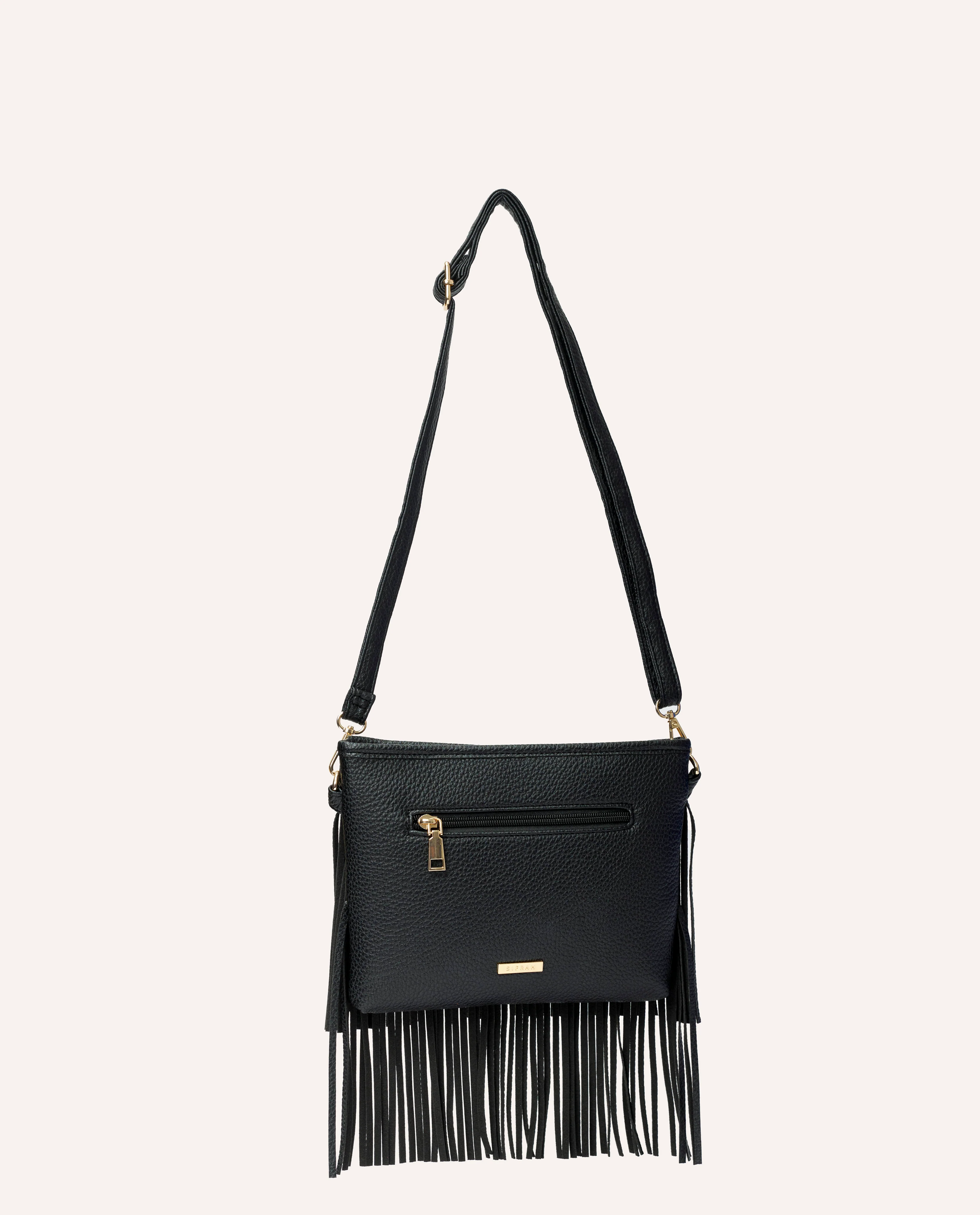 Cartera Moda Boho Flecos Negro
