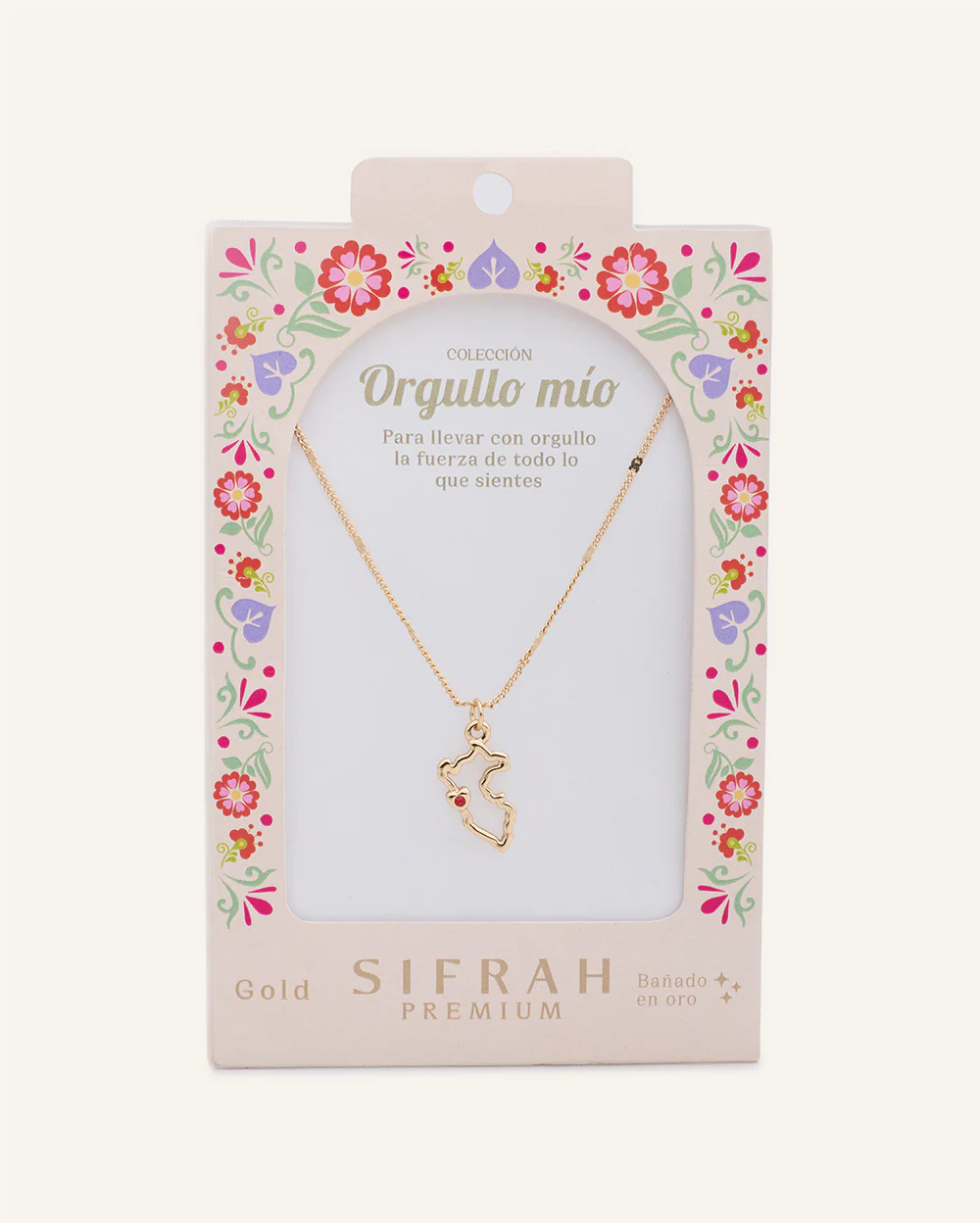 Collar Premium Bañado en Oro "Orgullo Mío" Mapa del Perú Dorado