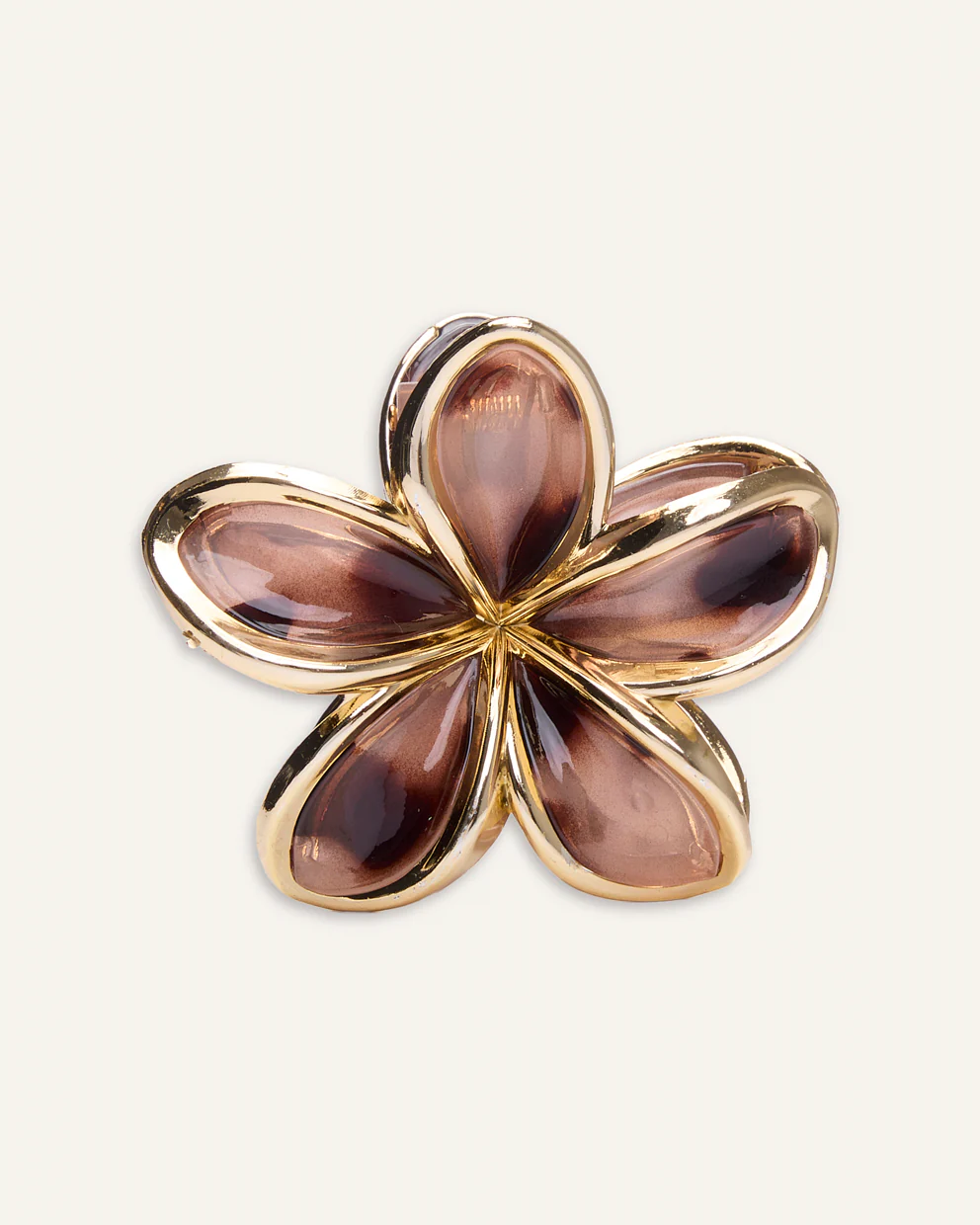 Gancho Flor Acrílico Dorado