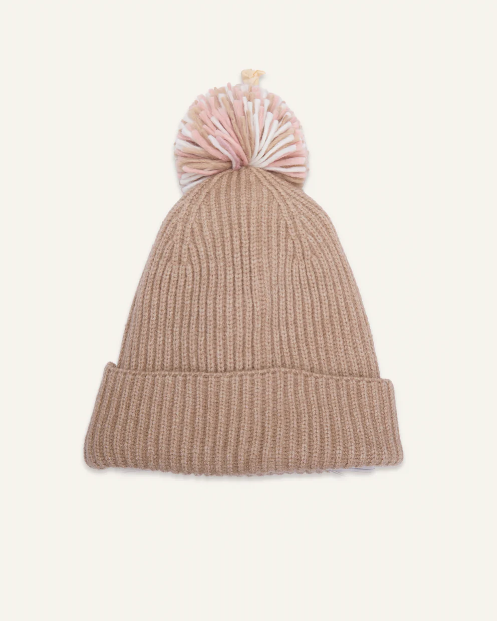 Gorro De Invierno Beanie Con Pompom Beige - Image 2