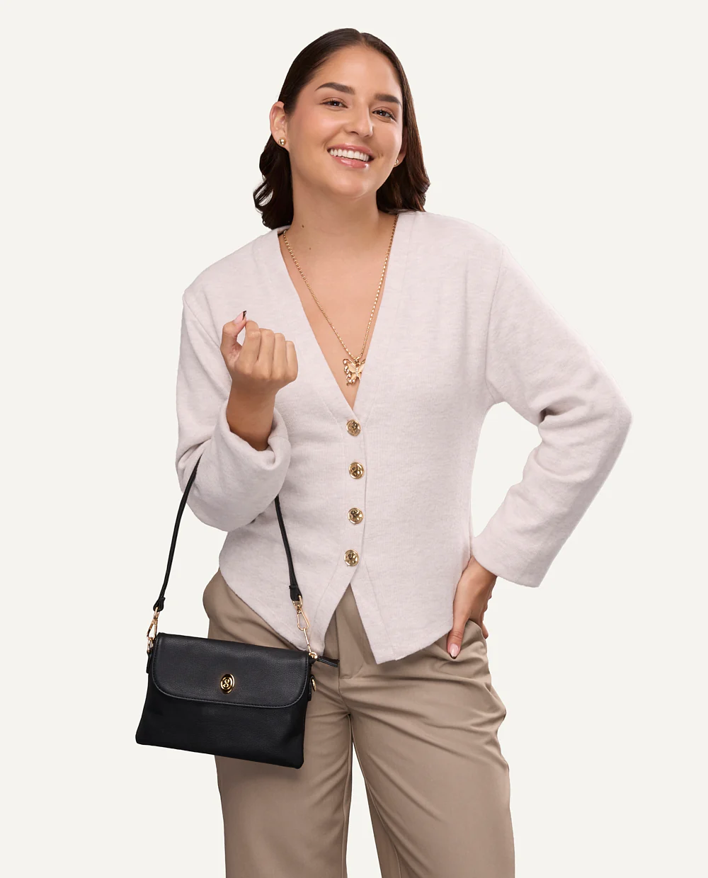 Mini Cartera PU Moda Crossbody Negro