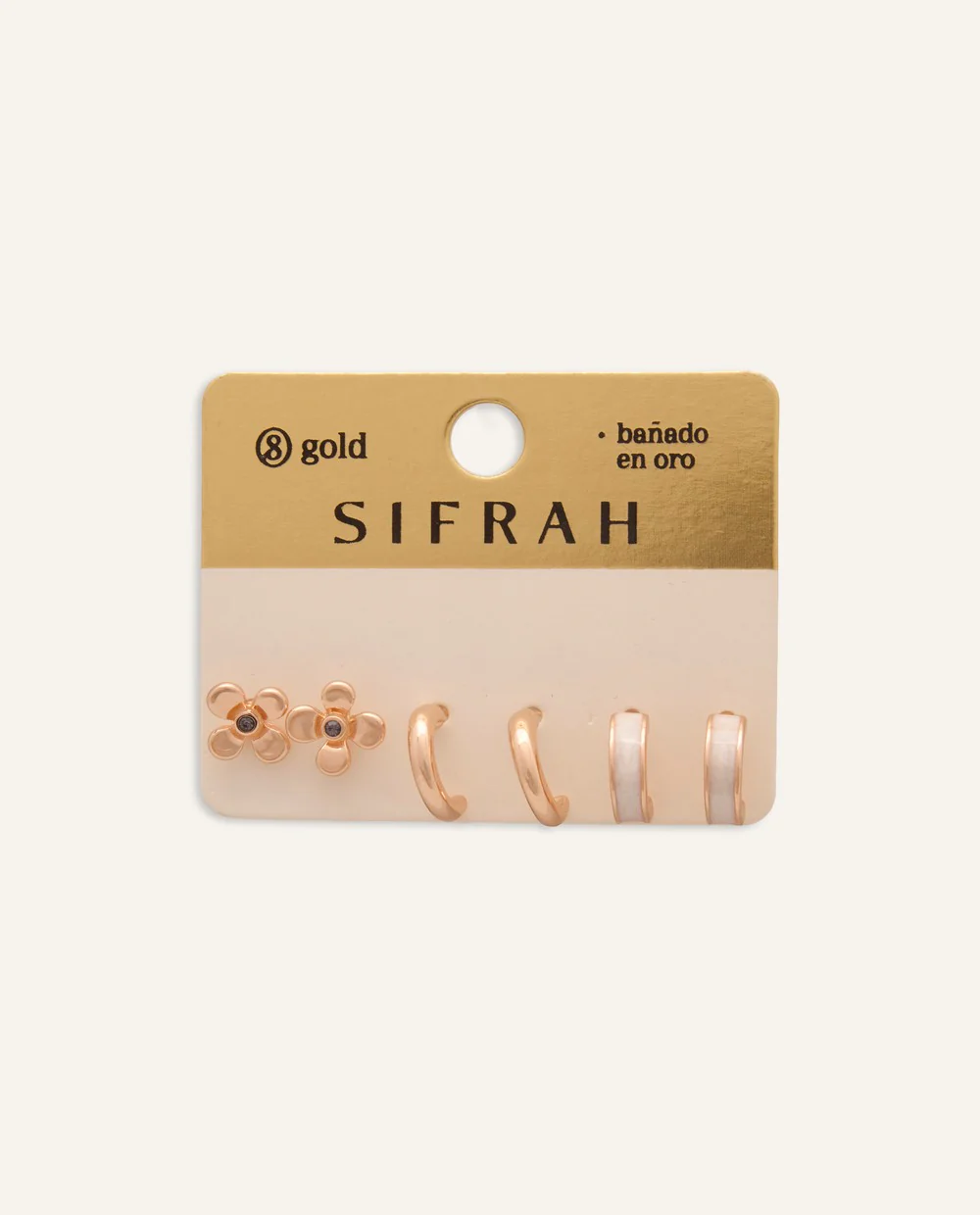 Set Aretes Premium Bañado en Oro Dorado 3 Und