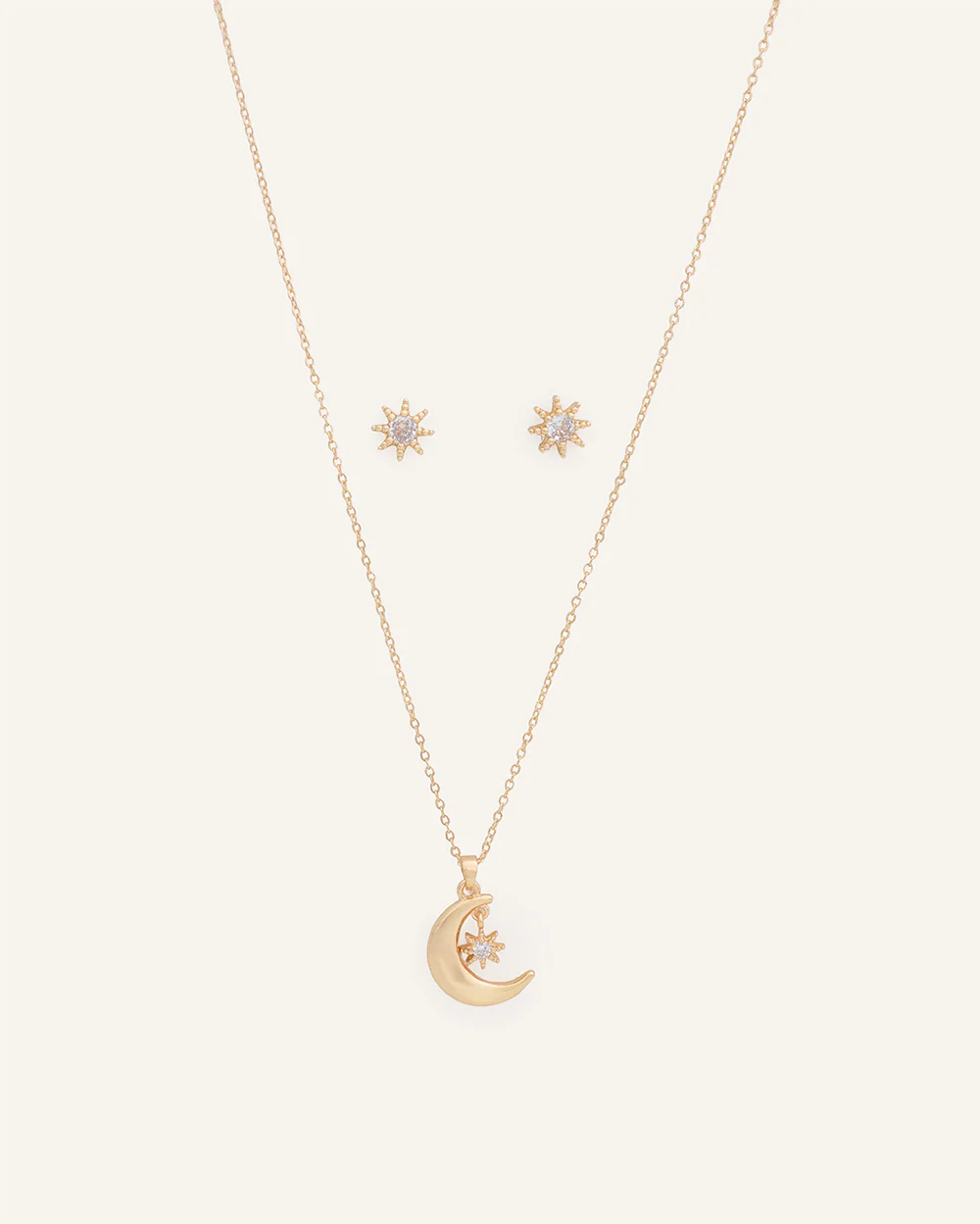 Set Collar + Arete Luna Dorado