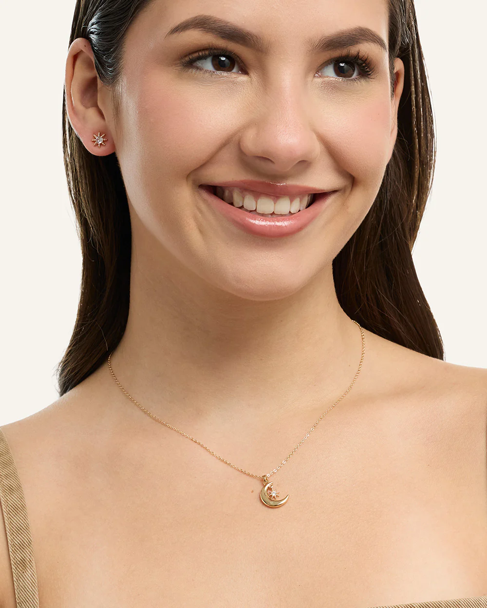 Set Collar + Arete Luna Dorado - Image 3