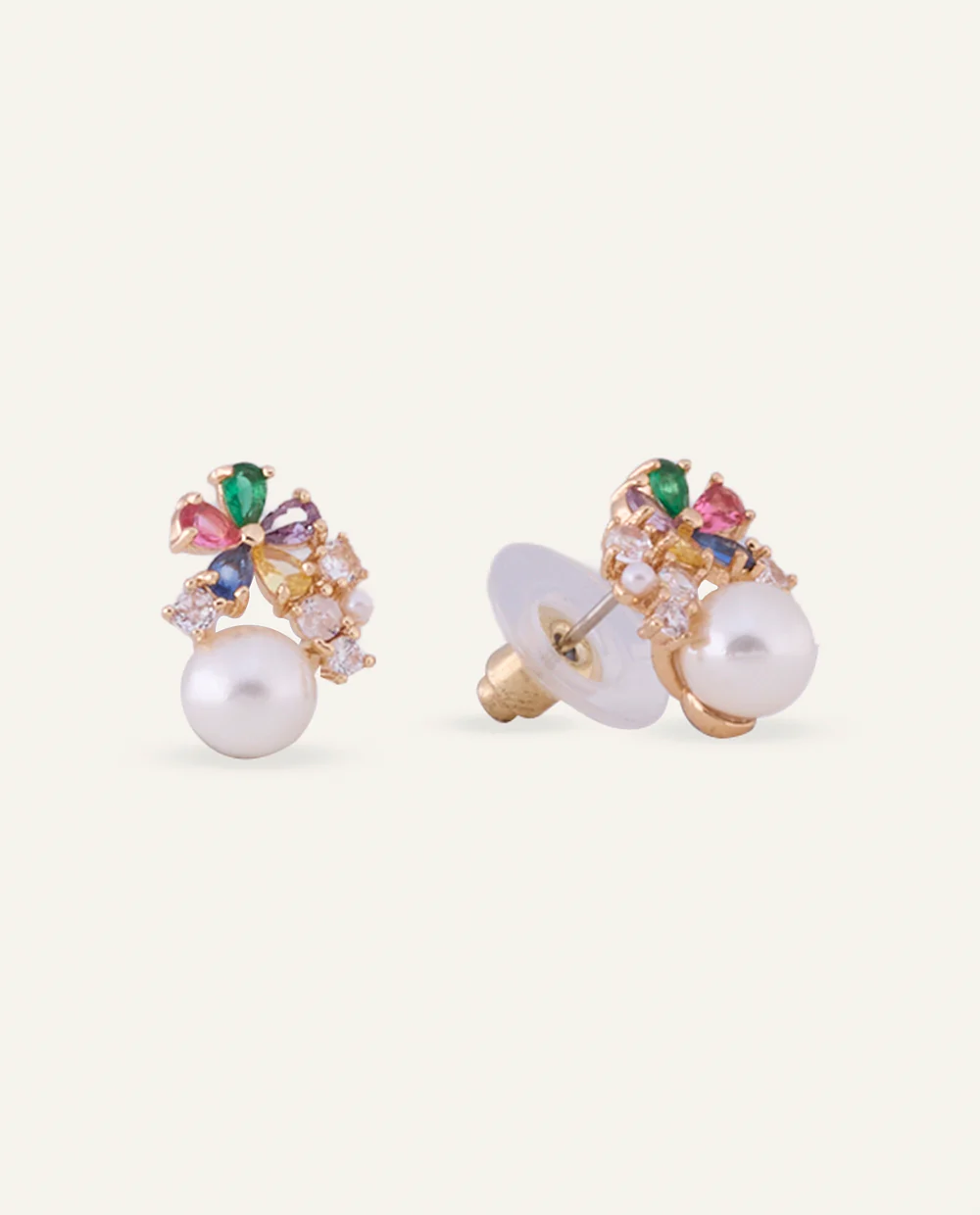 Set Collar + Arete Moda Aura Pearl Dorado - Image 3