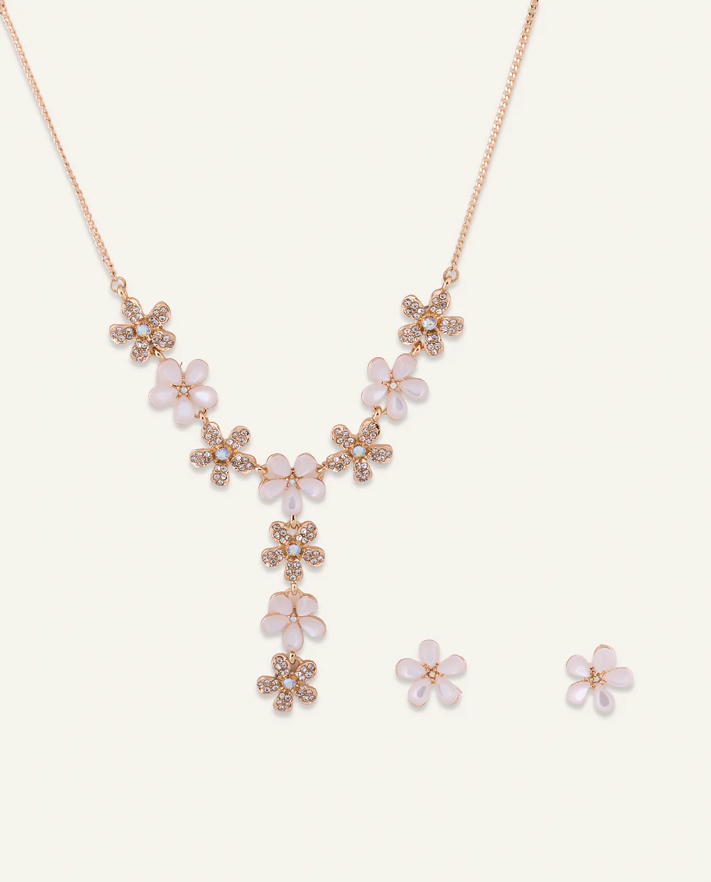 Set Collar + Arete Moda Drop Dorado