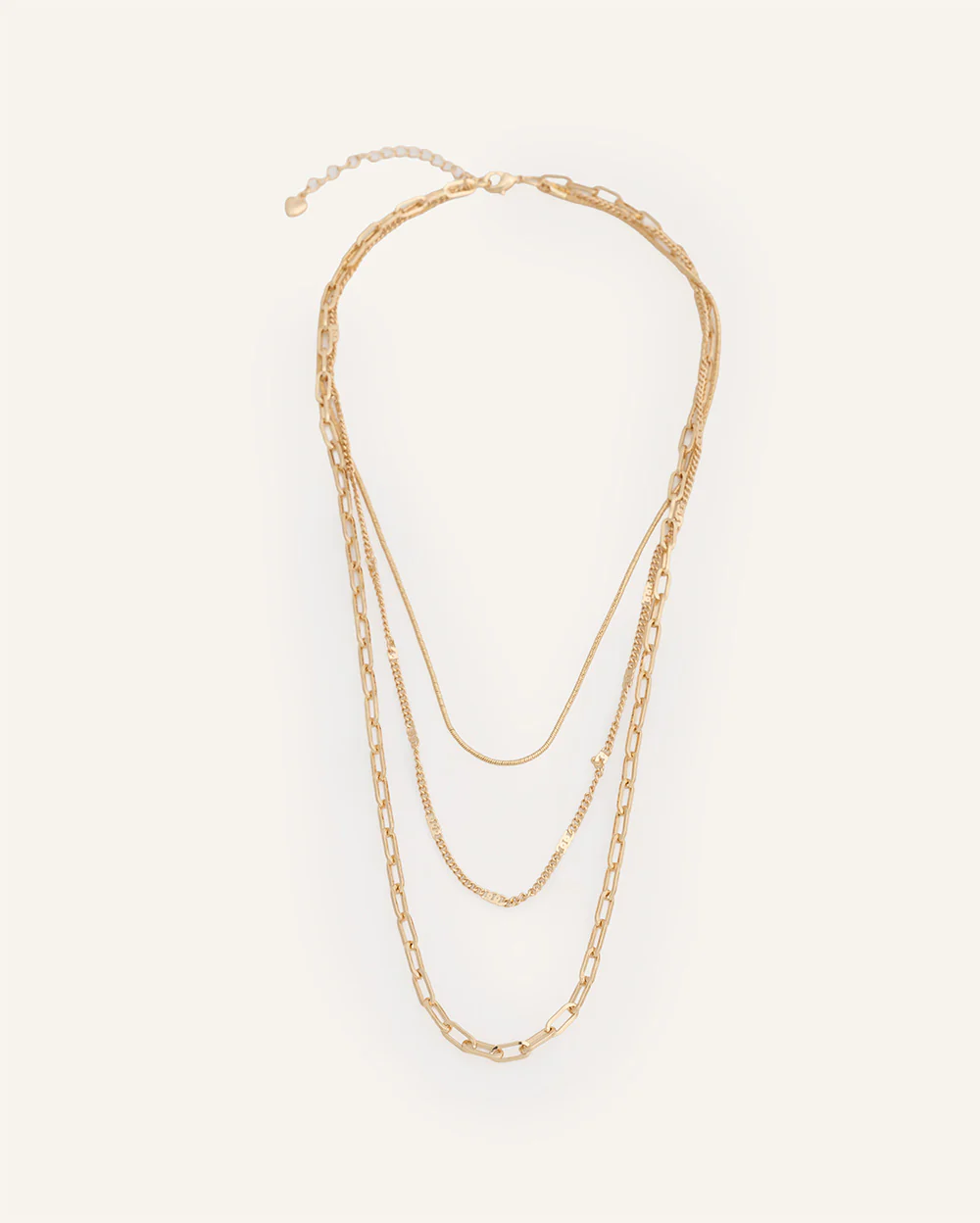 Set Collar + Arete Triple Cadena Dorado