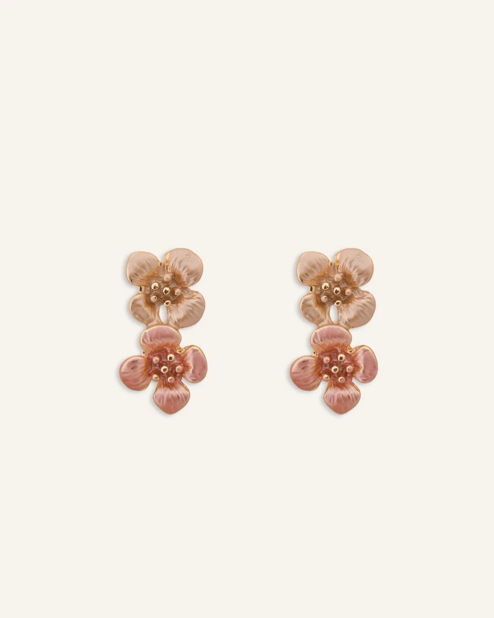 Set Collar + Arete Moda Flores Dorado - Image 4