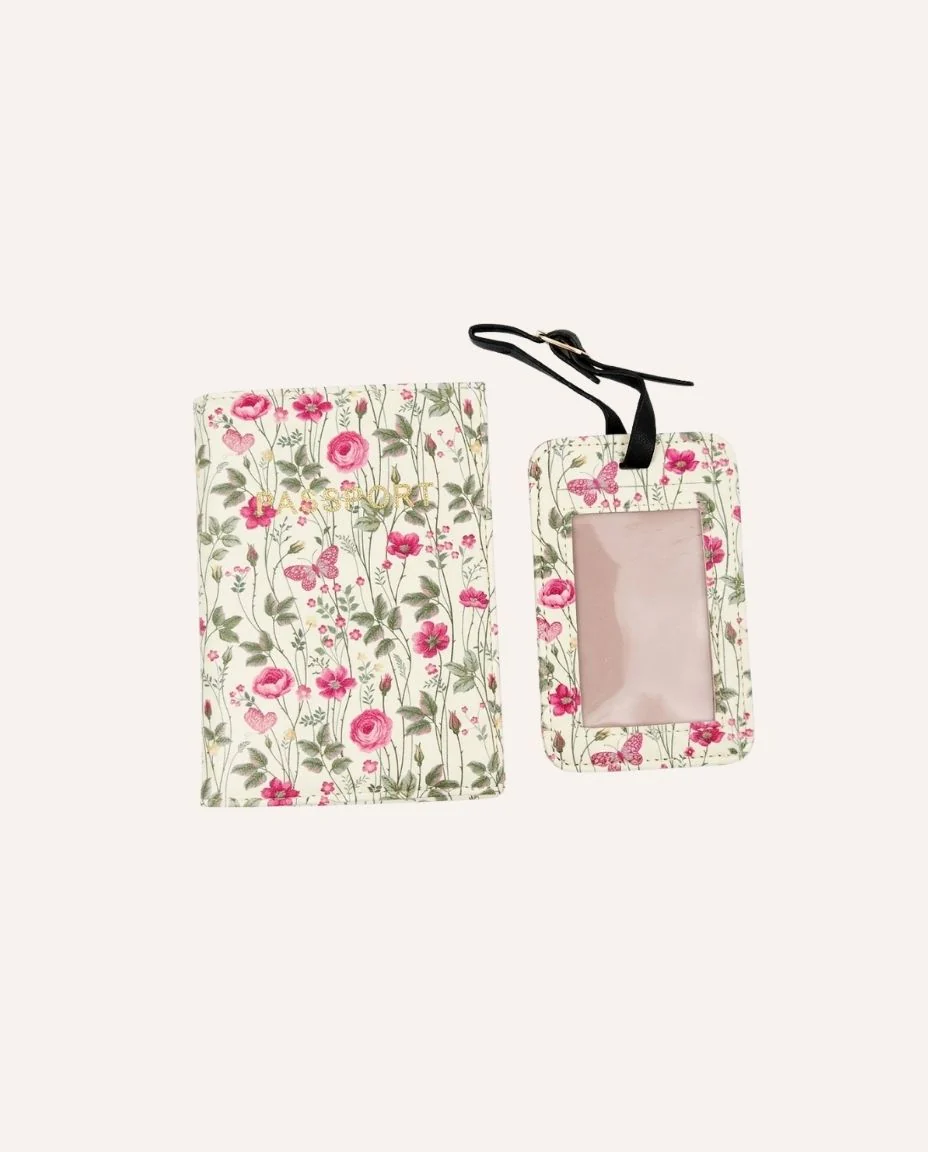 Set Porta Pasaporte Flores