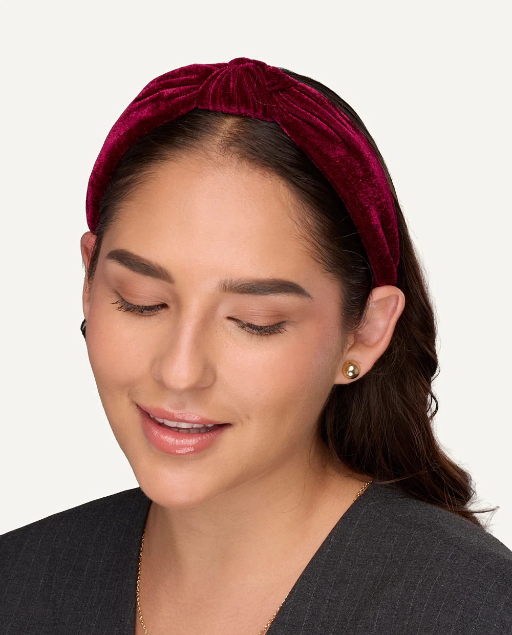 Vincha Diadema Trendy Nudo Burgundy - Image 3